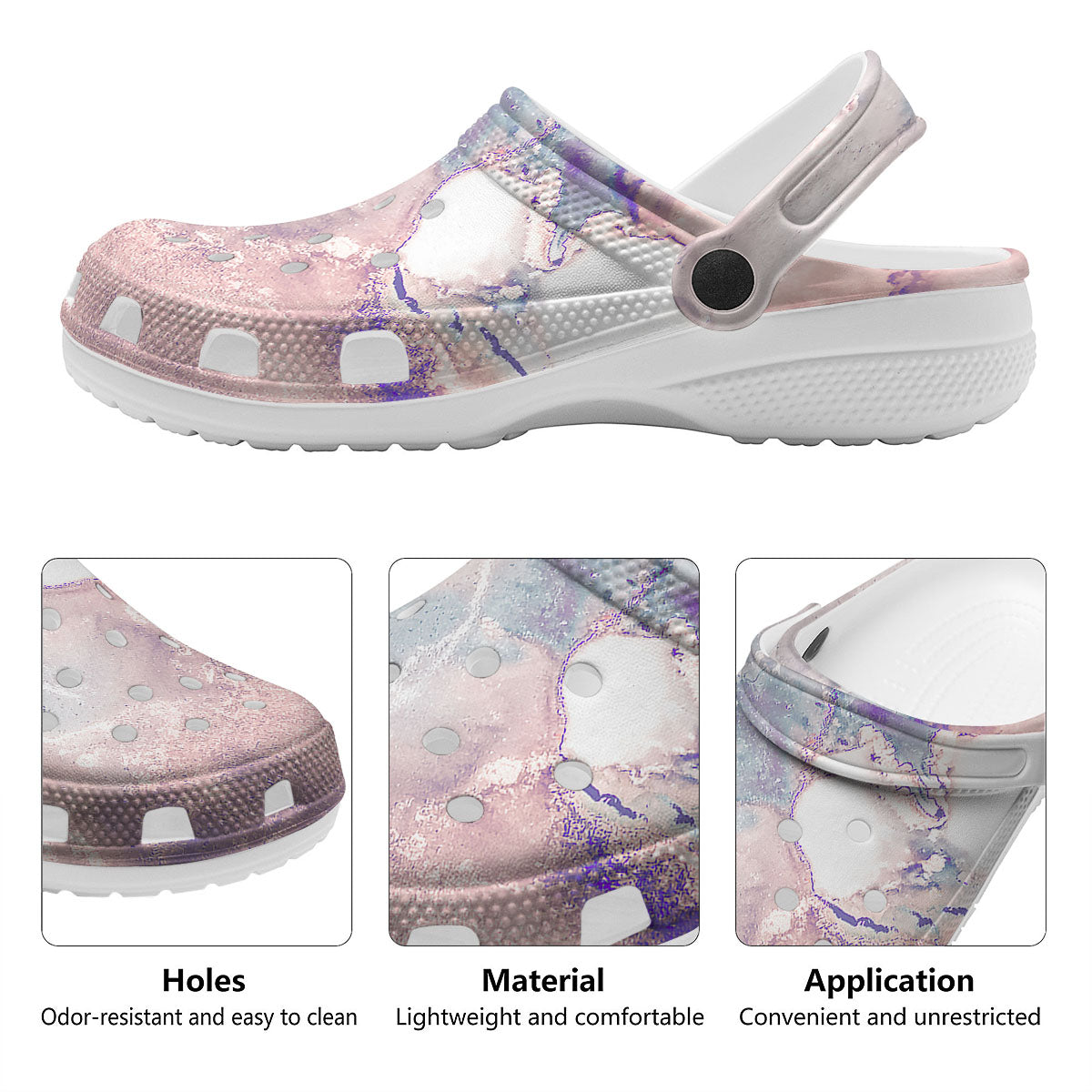 Marble White Ruby Print Clog-grizzshop