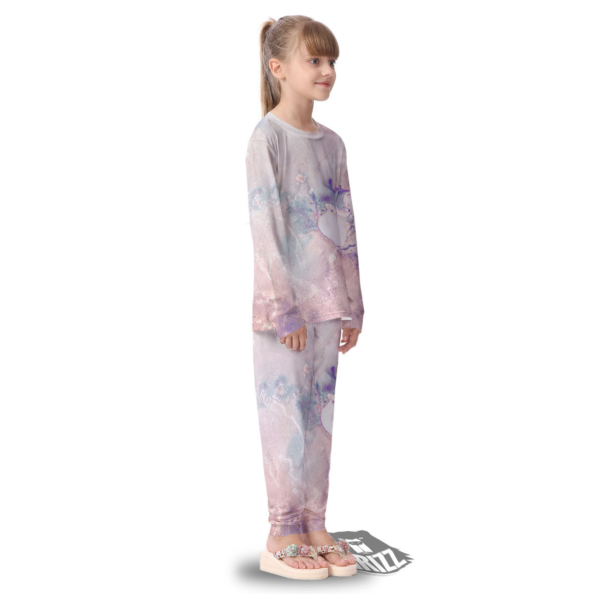 Marble White Ruby Print Kid's Pajamas-grizzshop