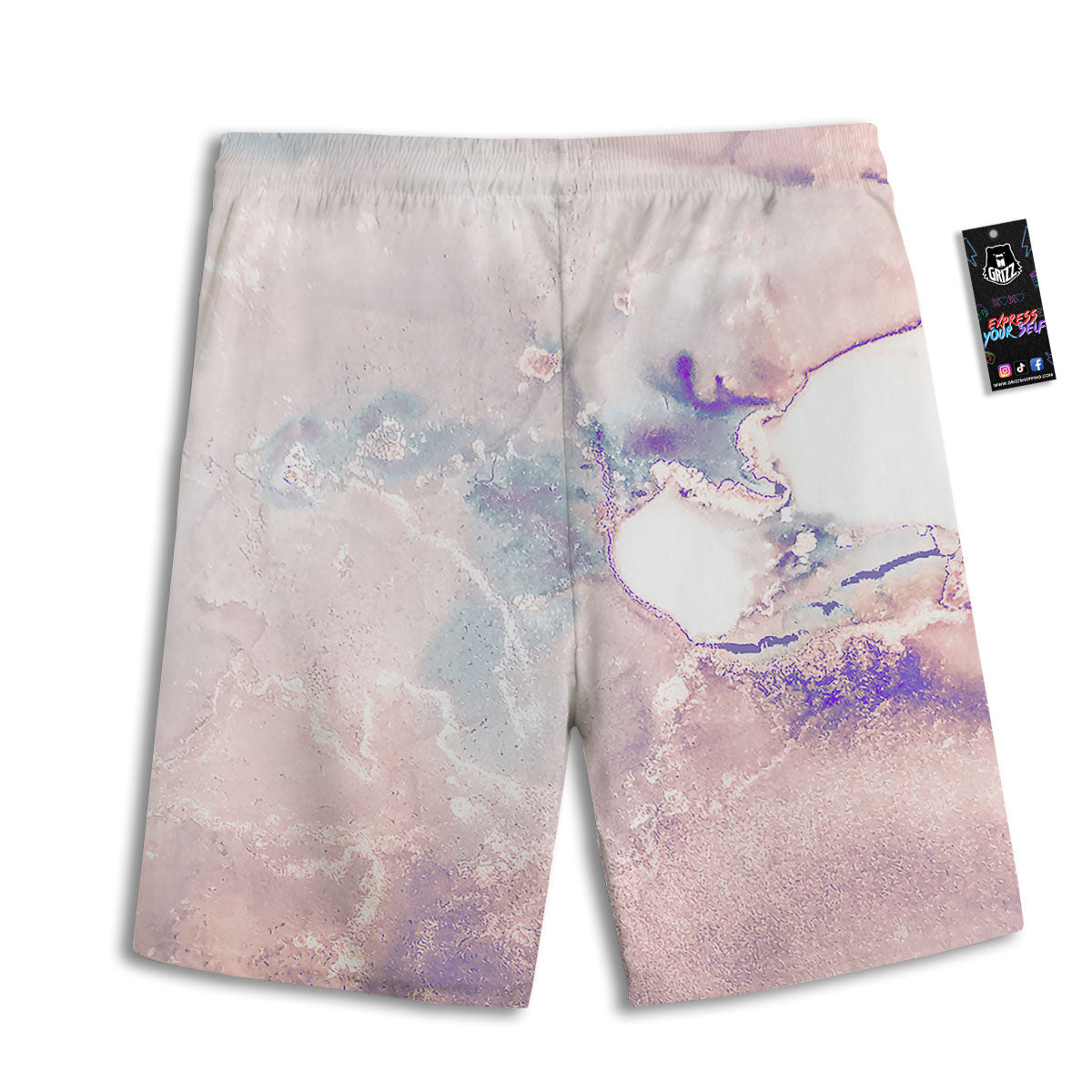 Marble White Ruby Print Men's Athletic Shorts