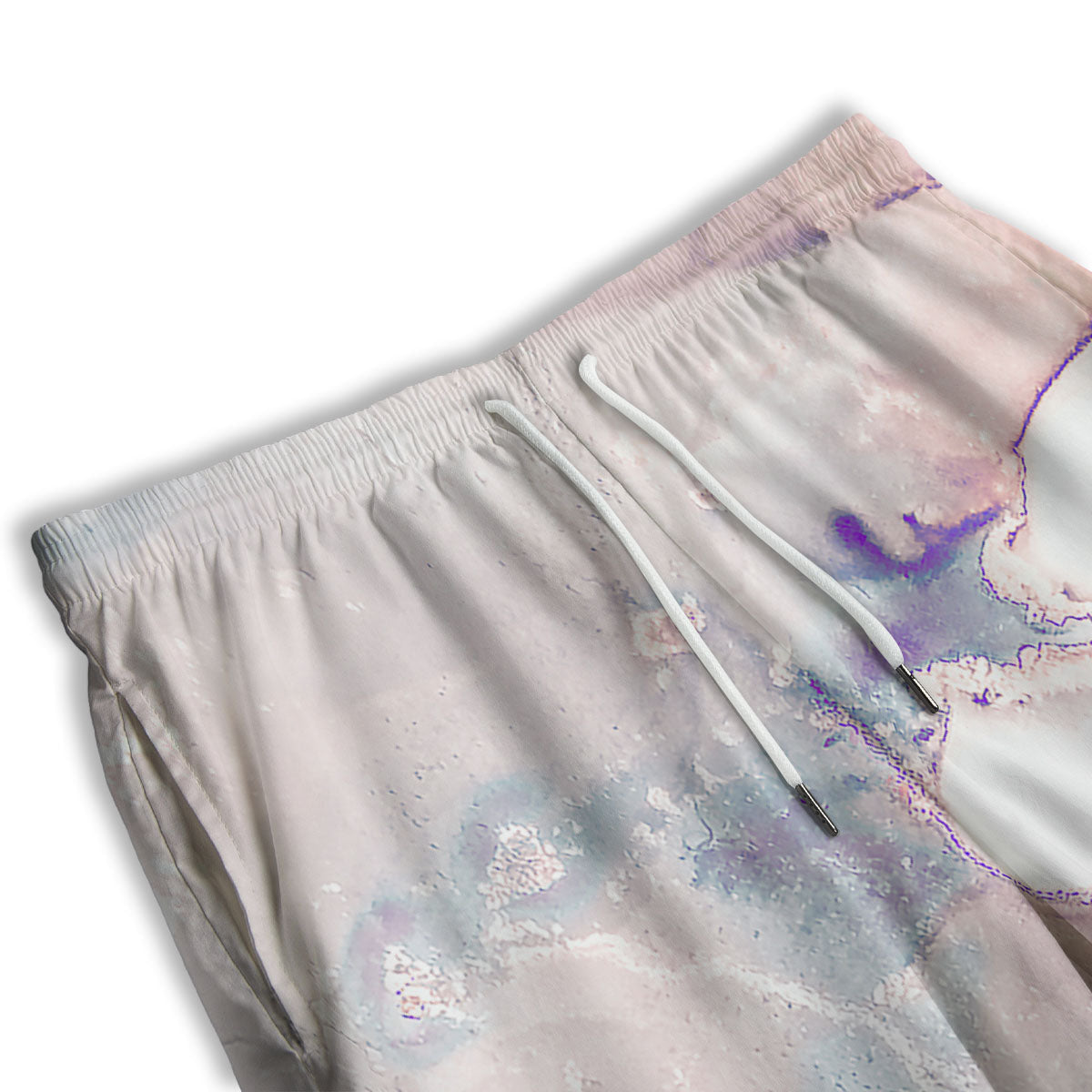 Marble White Ruby Print Men's Athletic Shorts