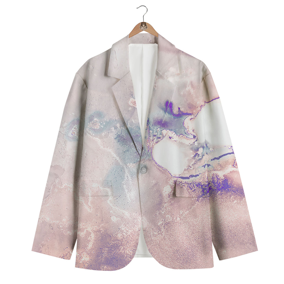 Marble White Ruby Print Men's Blazer-grizzshop