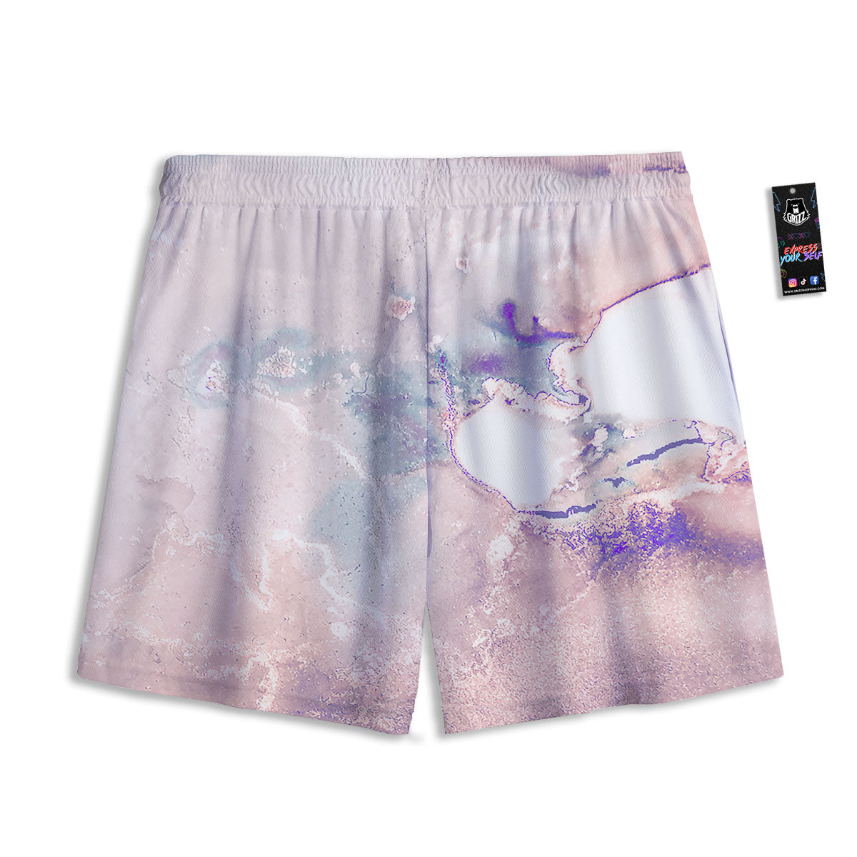 Marble White Ruby Print Mesh Shorts