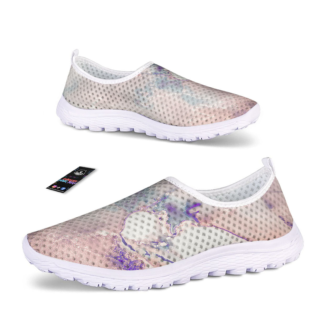 Marble White Ruby Print Nurse Shoes-grizzshop