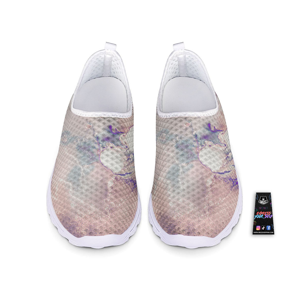 Marble White Ruby Print Nurse Shoes-grizzshop
