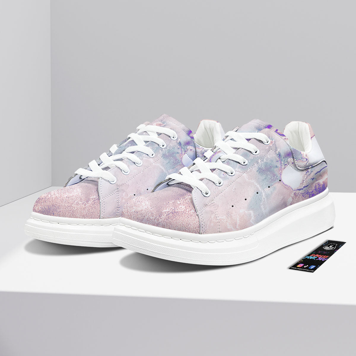 Marble White Ruby Print Platform Shoes-grizzshop