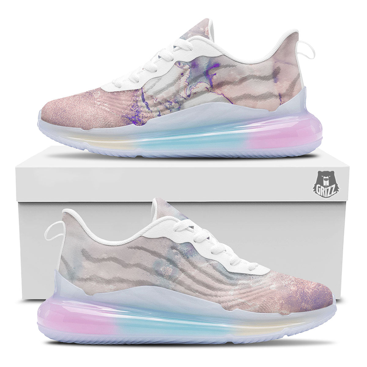 Marble White Ruby Print Running Sneakers-grizzshop