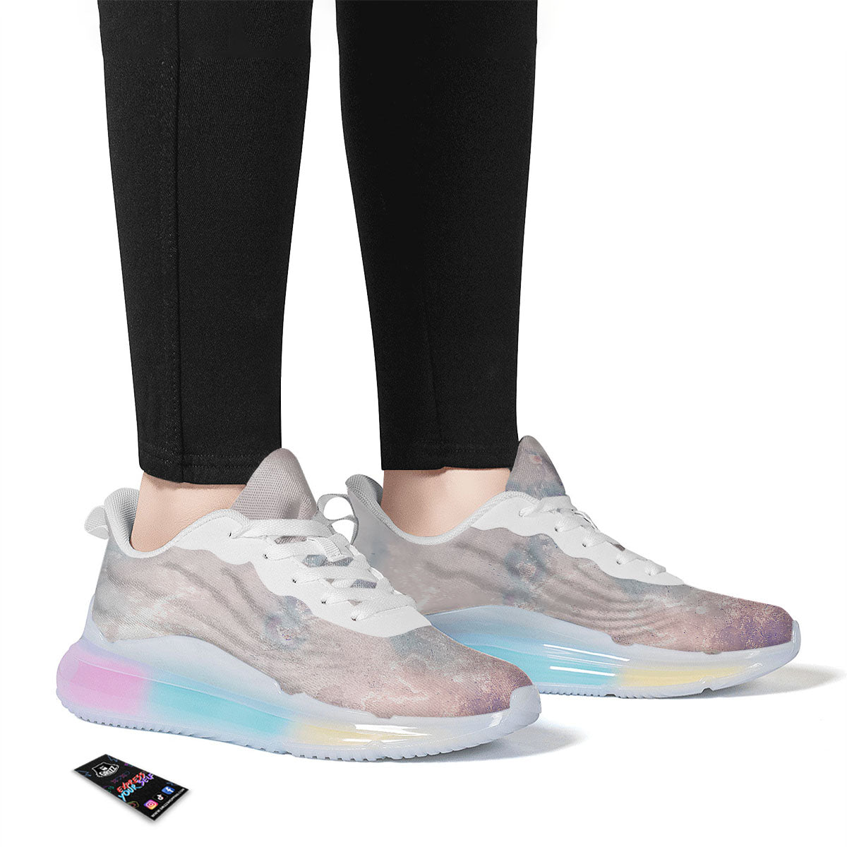 Marble White Ruby Print Running Sneakers-grizzshop