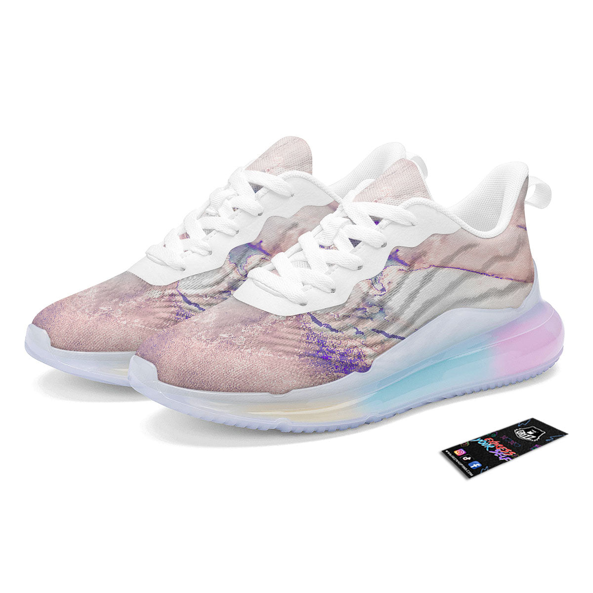 Marble White Ruby Print Running Sneakers-grizzshop