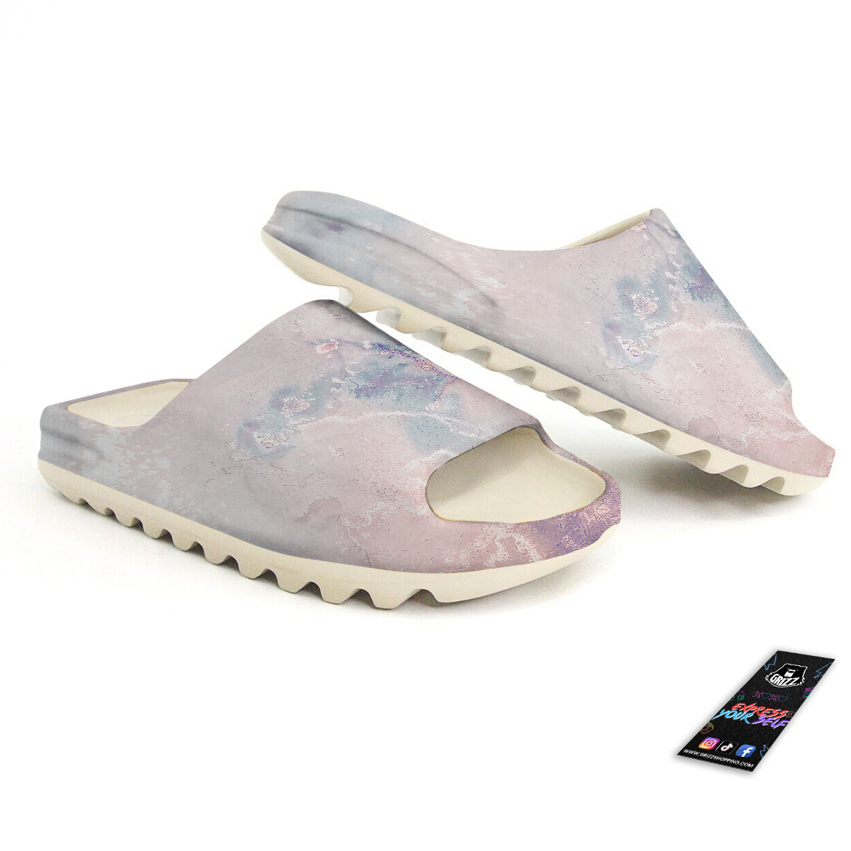 Marble White Ruby Print Sandals-grizzshop