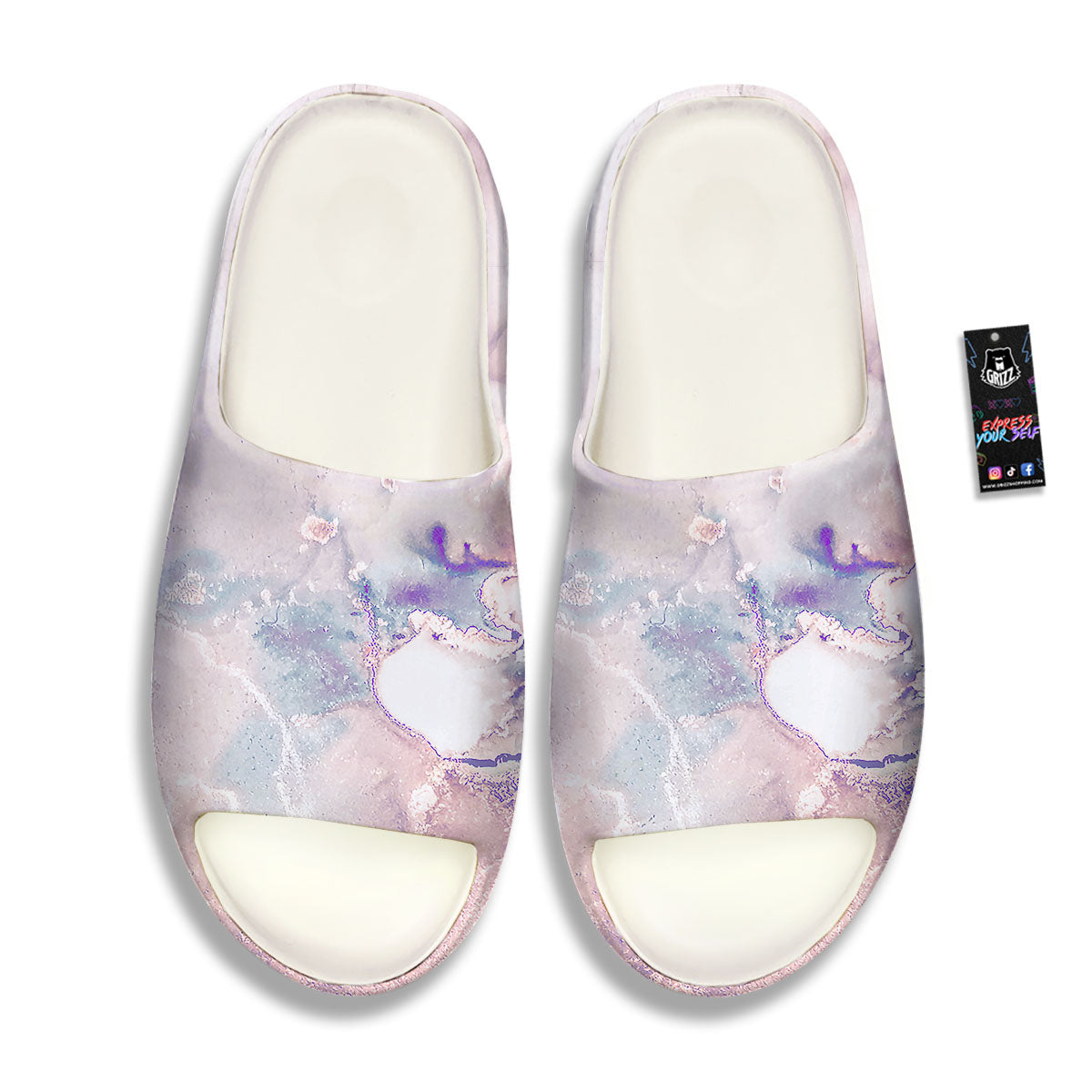 Marble White Ruby Print Sandals-grizzshop