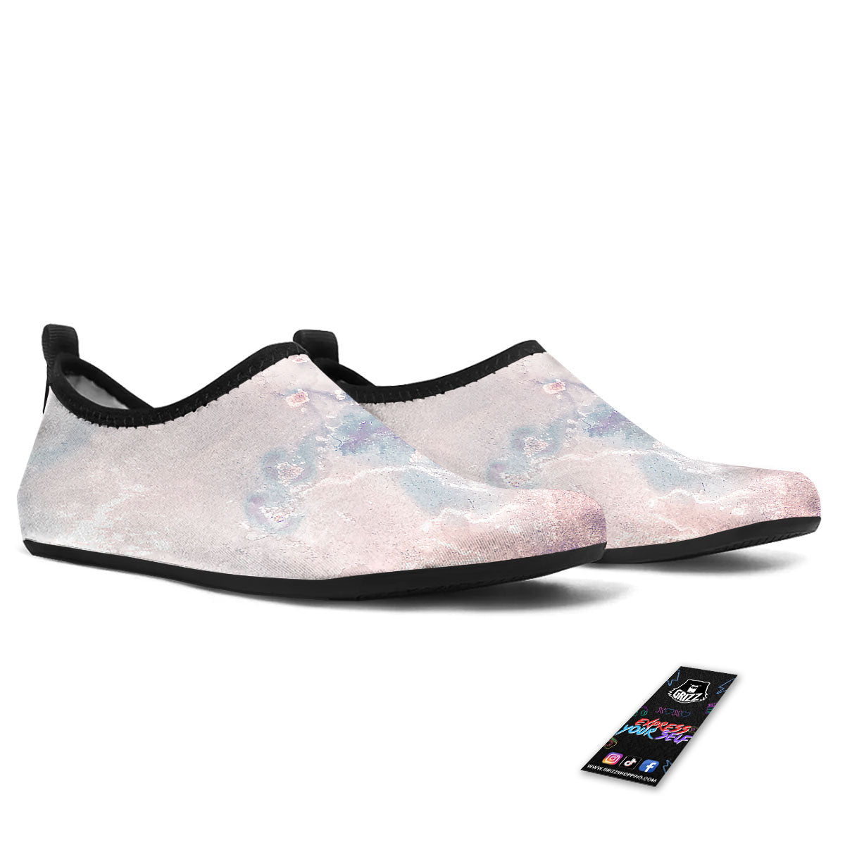 Marble White Ruby Print Water Shoes-grizzshop