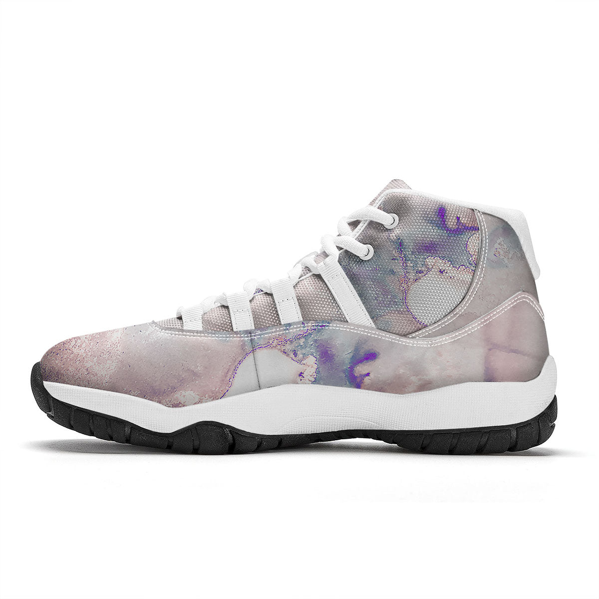 Marble White Ruby Print White Bball Shoes-grizzshop