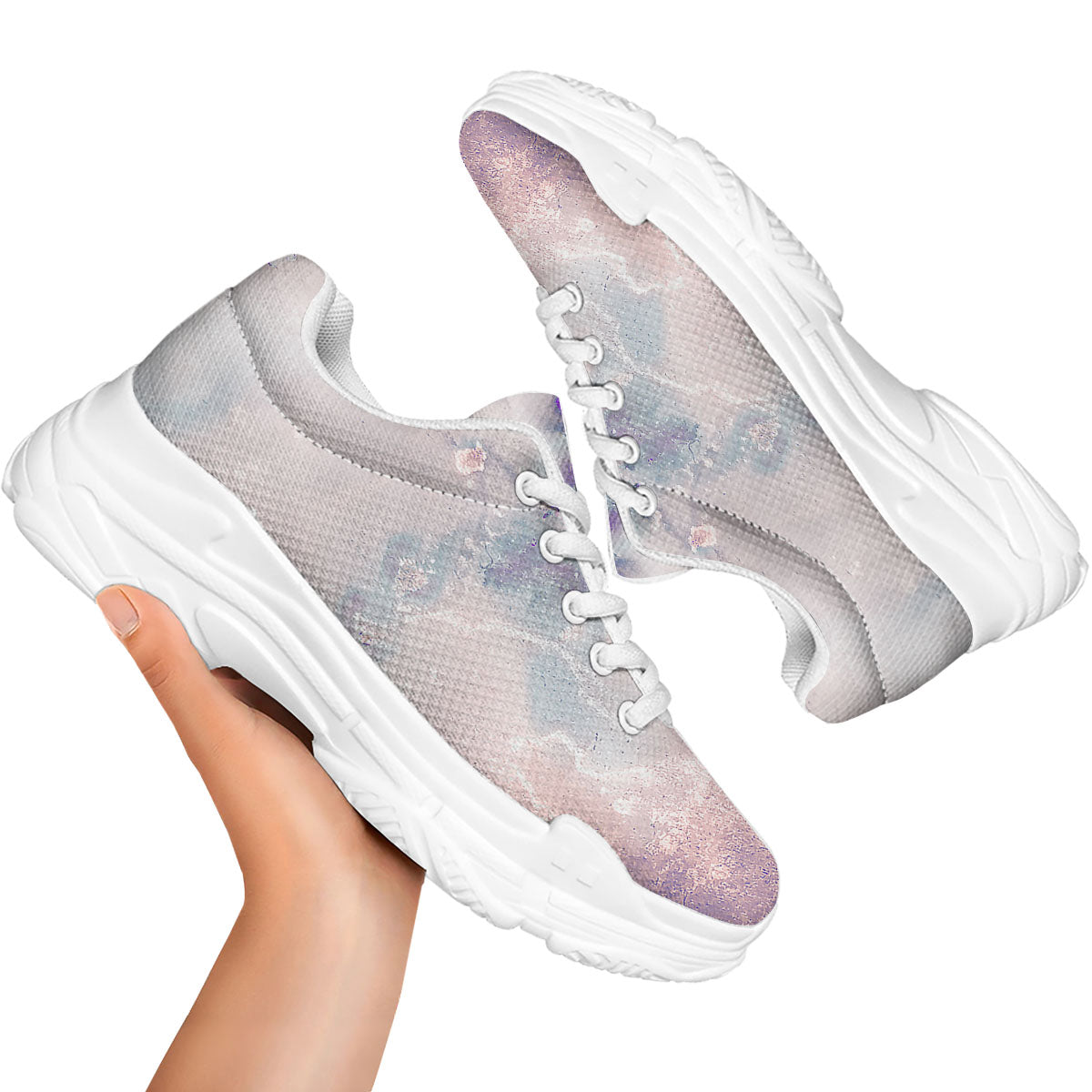 Marble White Ruby Print White Chunky Shoes-grizzshop
