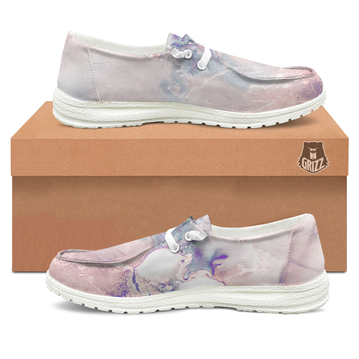 Marble White Ruby Print White Loafers-grizzshop