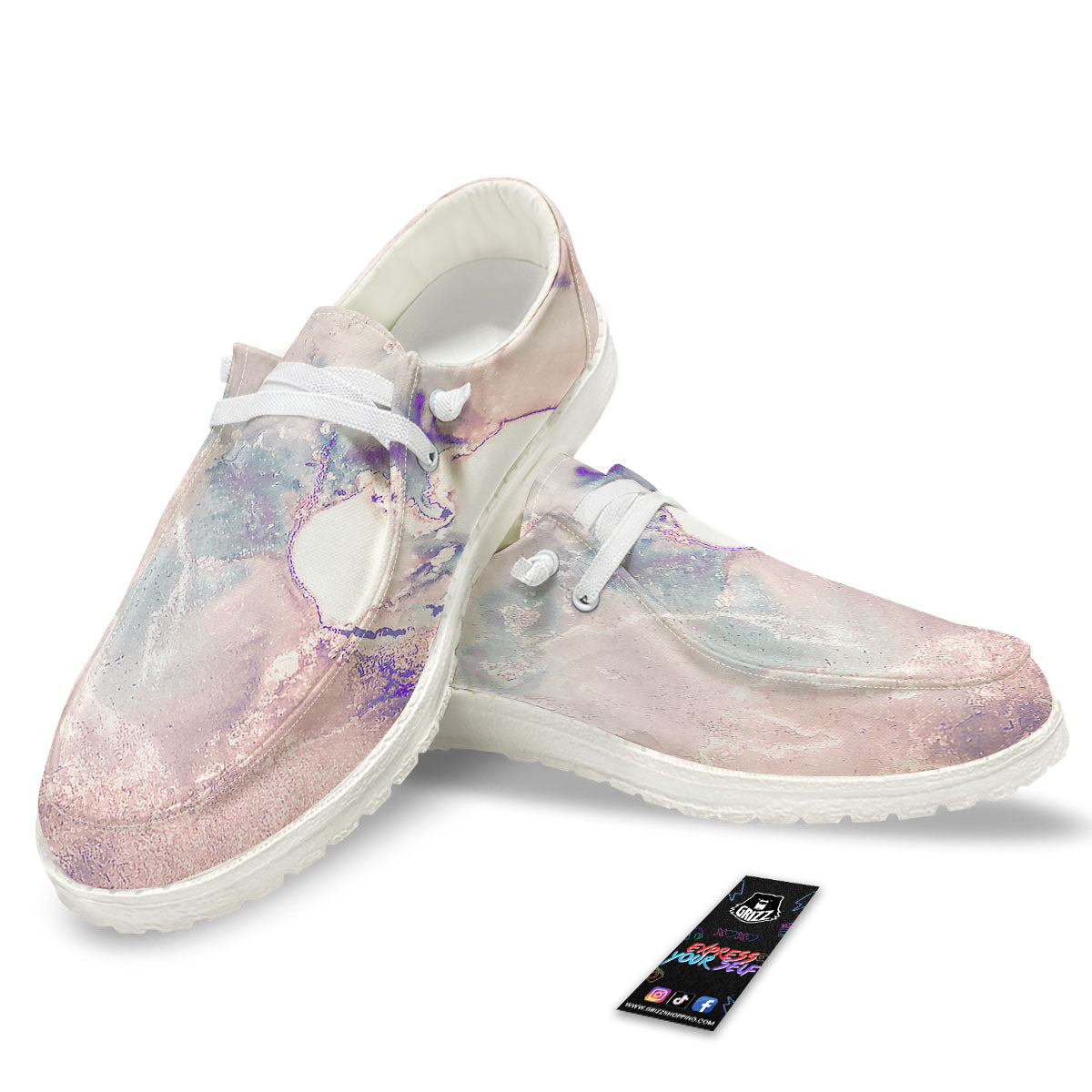 Marble White Ruby Print White Loafers-grizzshop