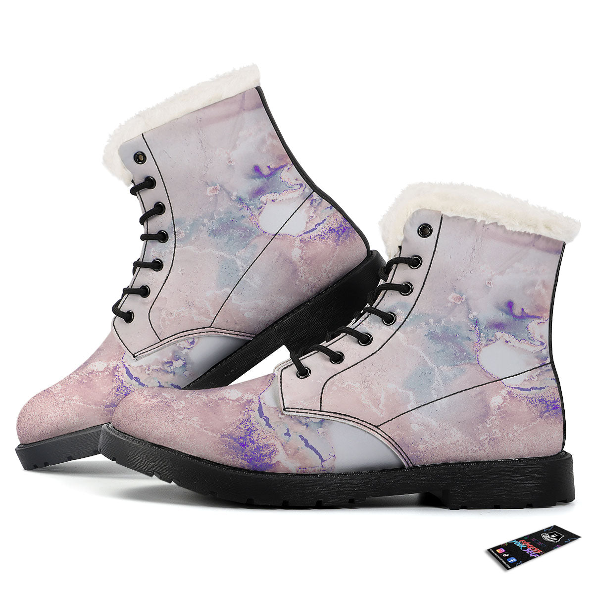 Marble White Ruby Print Winter Boots-grizzshop