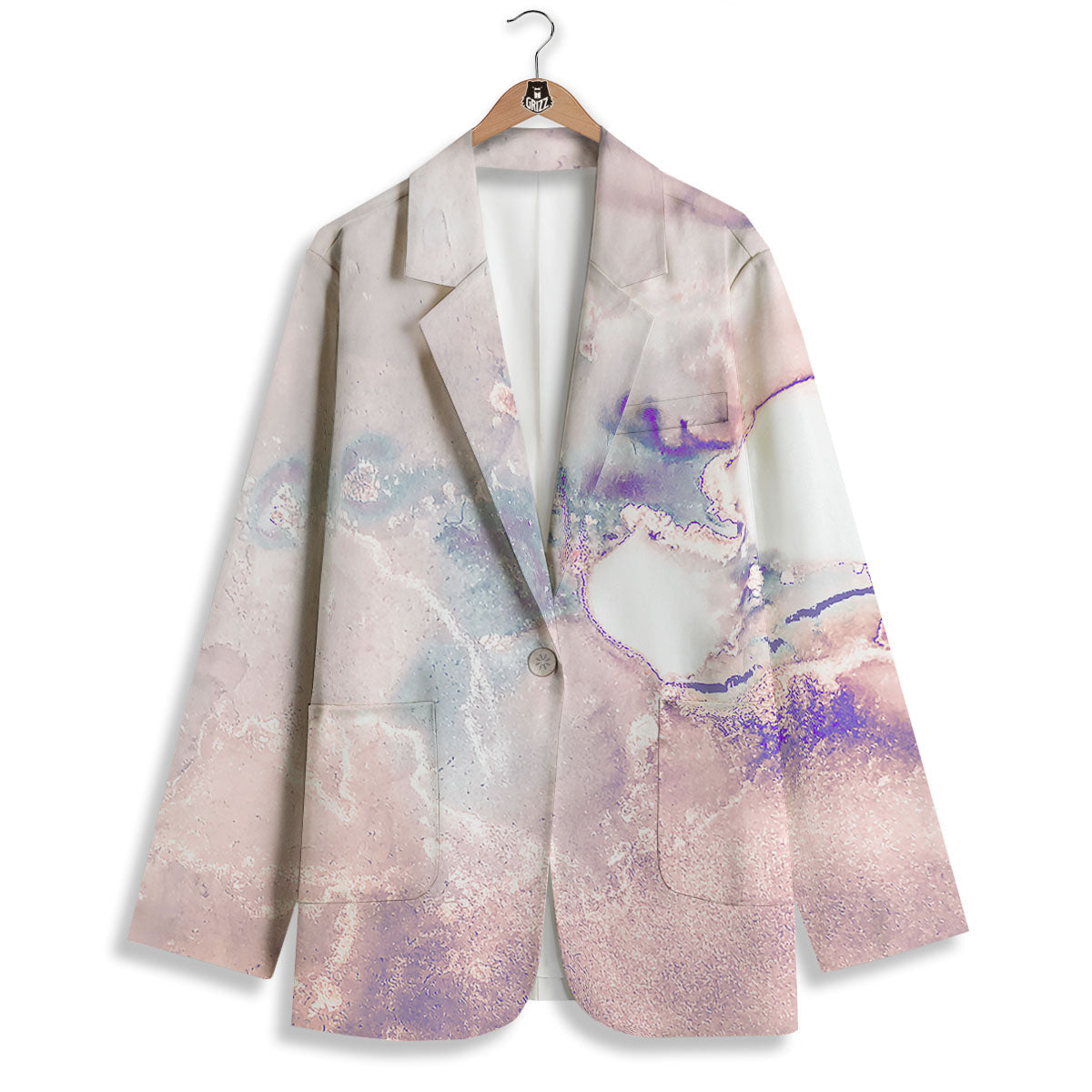 Marble White Ruby Print Women's Blazer-grizzshop