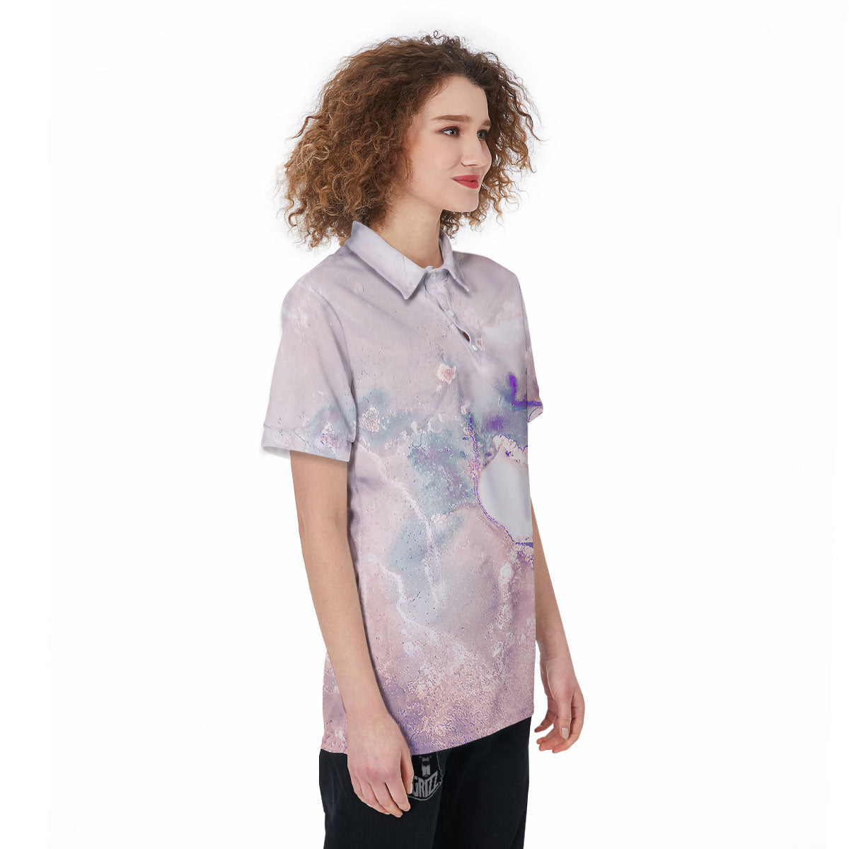 Marble White Ruby Print Women's Golf Shirts-grizzshop