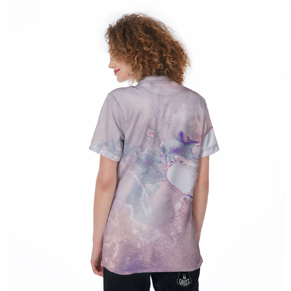 Marble White Ruby Print Women's Golf Shirts-grizzshop