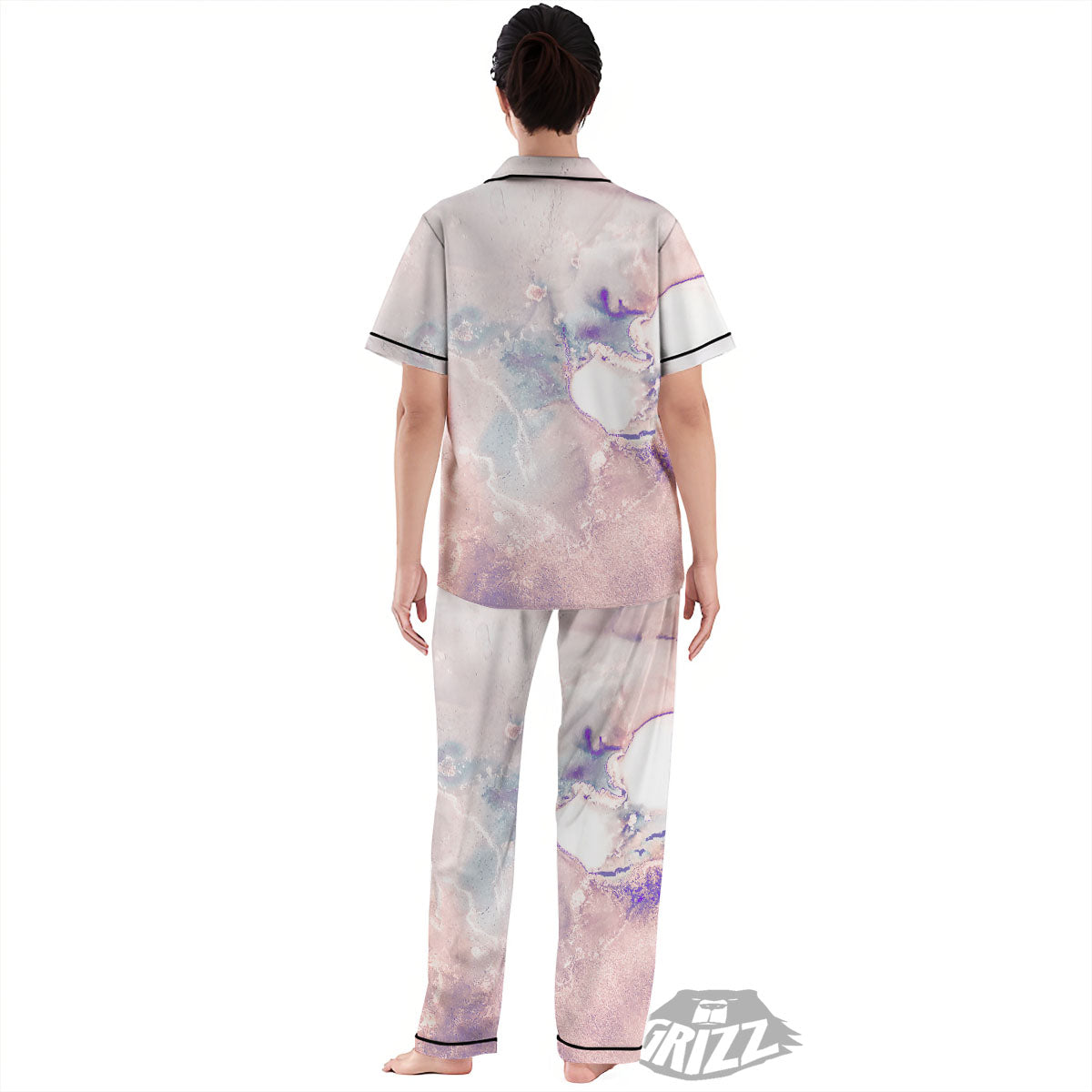 Marble White Ruby Print Women's Pajamas Set-grizzshop
