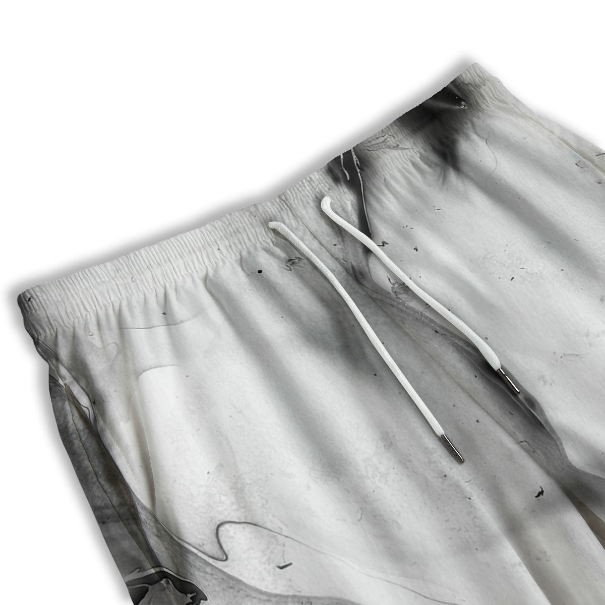 Marble White Smoke Print Men's Athletic Shorts