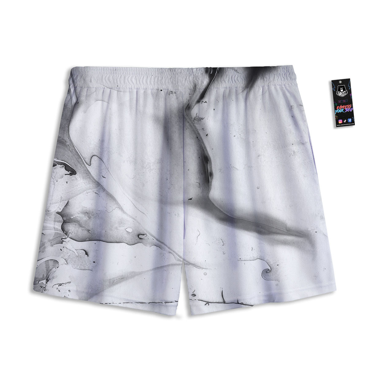 Marble White Smoke Print Mesh Shorts