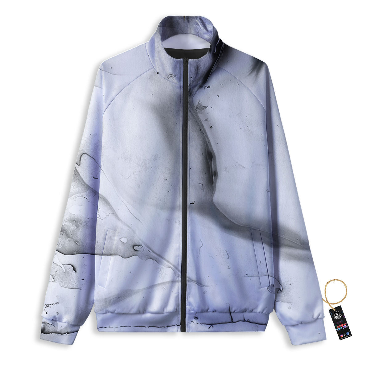 Marble White Smoke Print Track Jacket-grizzshop