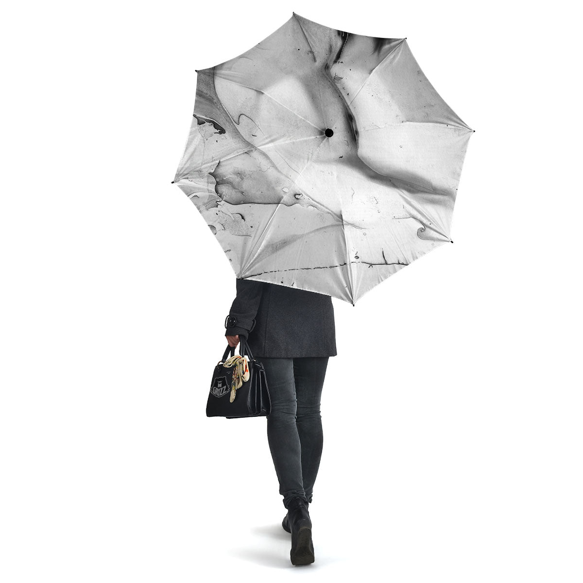 Marble White Smoke Print Umbrella-grizzshop