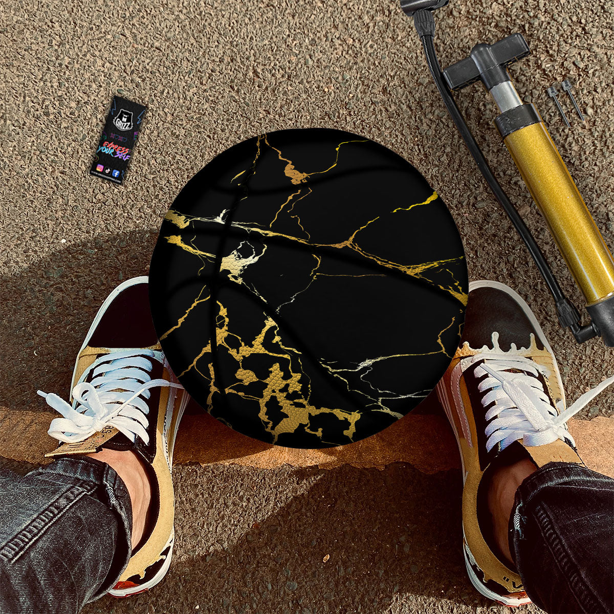 Marble Black Gold Print Basketball