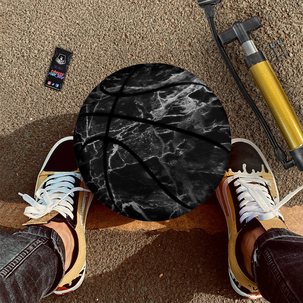 Marble Black Grey Print Basketball