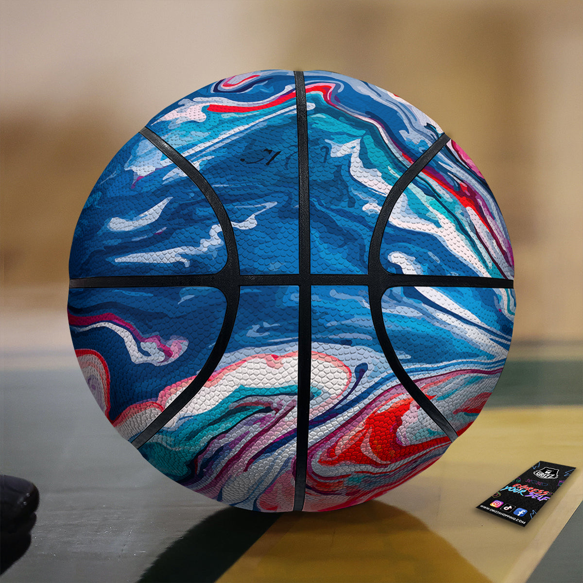 Marble Cartoon Texture Red Blue Print Basketball