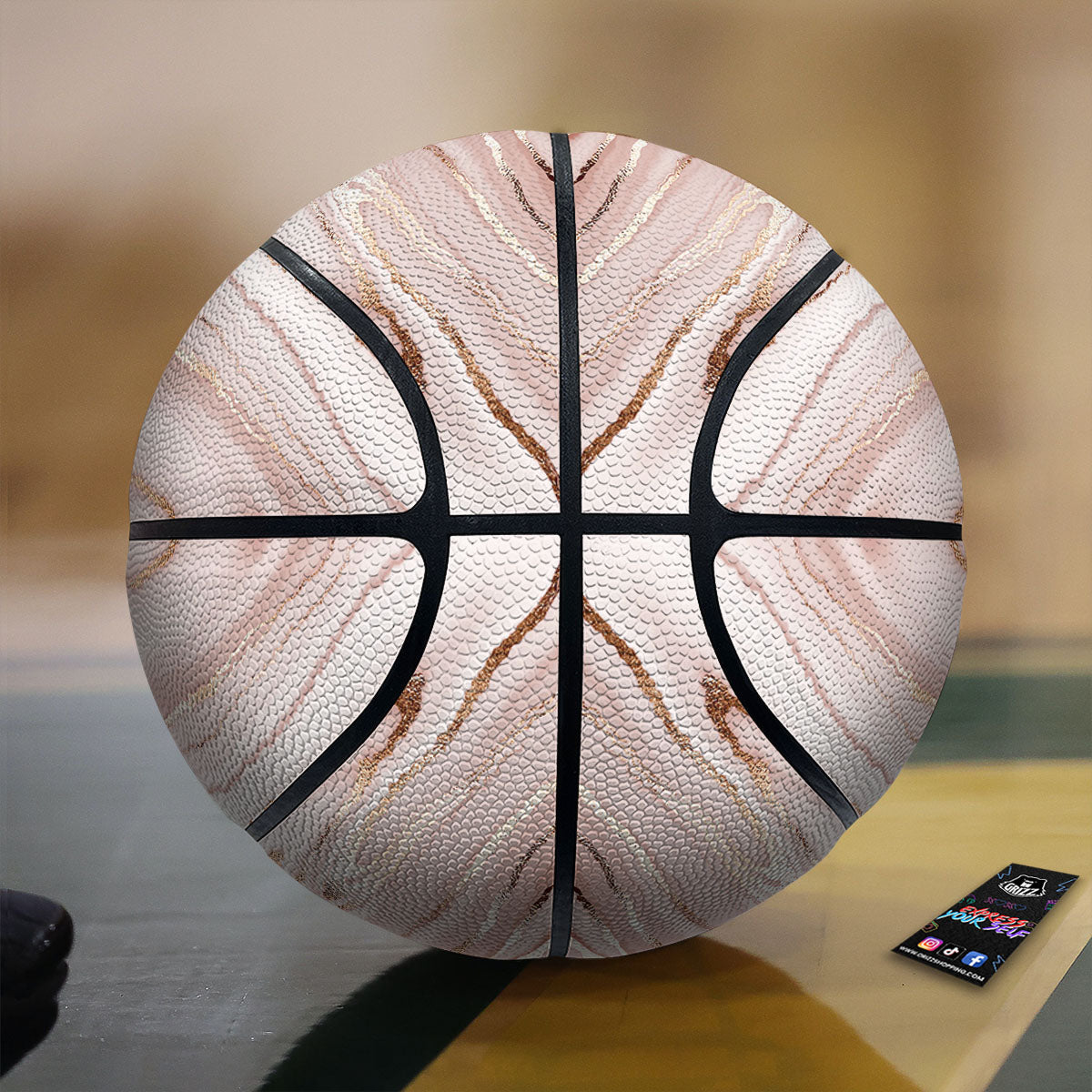 Mermaid Scales Teal Pink Print Pattern Basketball