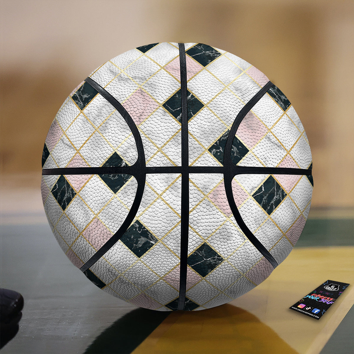 Marble Luxury Geometric Print Basketball