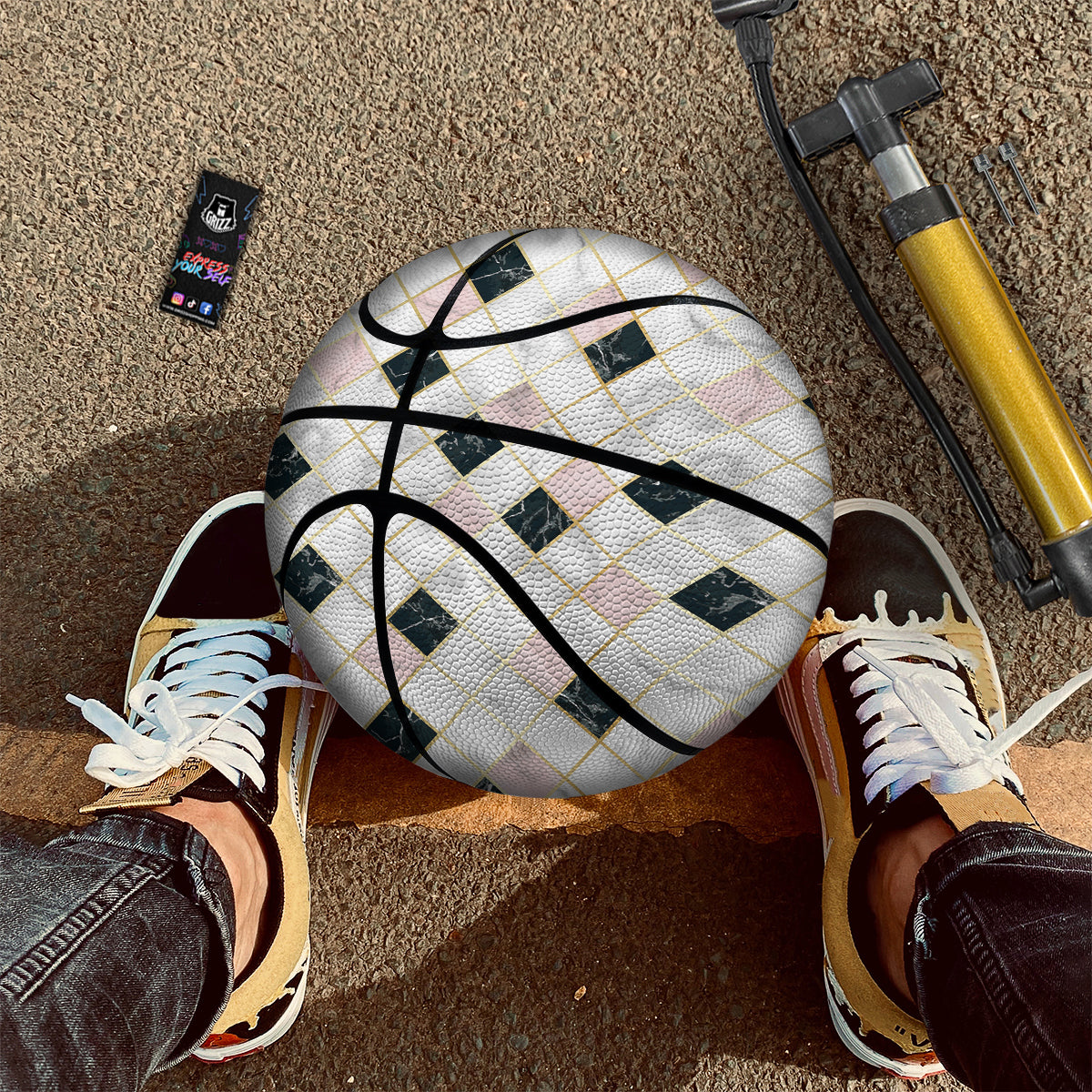 Marble Luxury Geometric Print Basketball