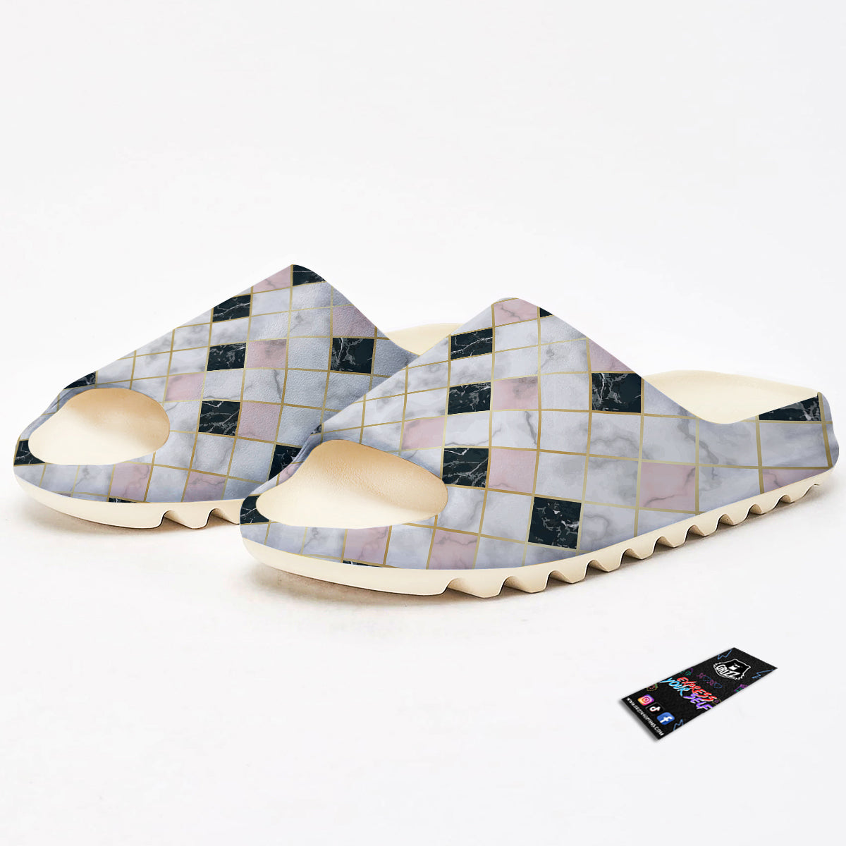 Marble Luxury Geometric Print Sandals-grizzshop