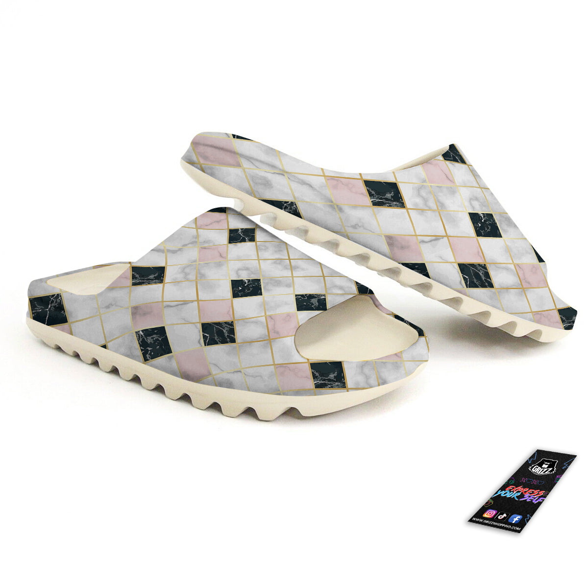 Marble Luxury Geometric Print Sandals-grizzshop