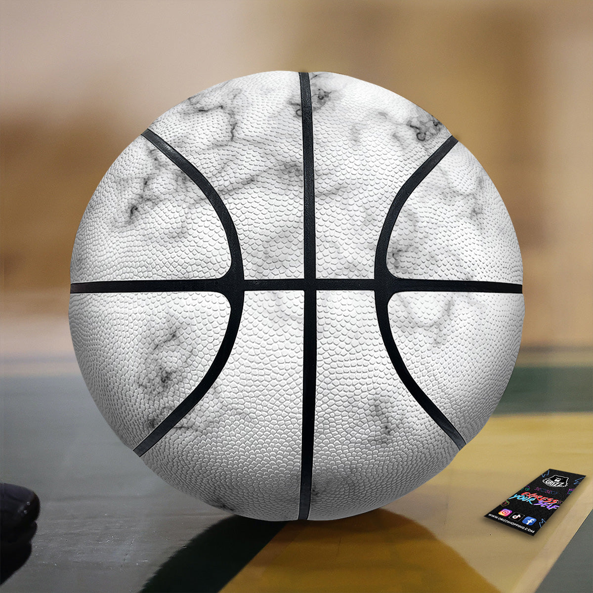 Marble Natural Black White Print Basketball