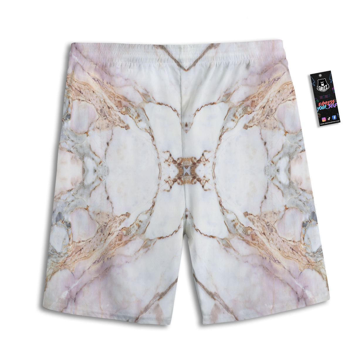 Marble Pink Grey White Print Pattern Men's Athletic Shorts