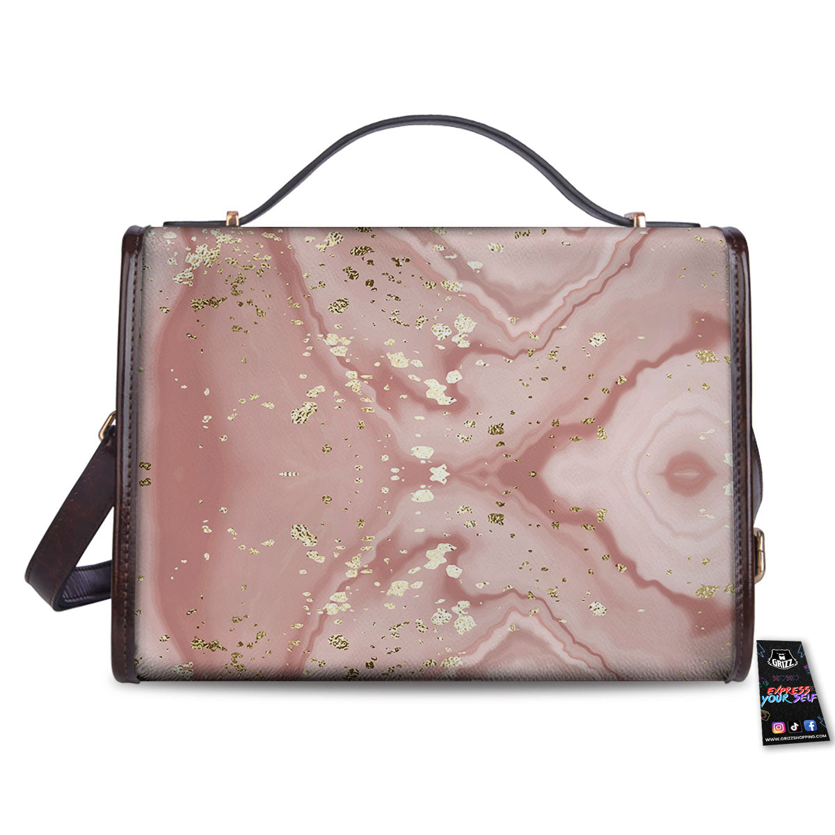 Marble Rose Pink Print Pattern Women's Satchel Bag