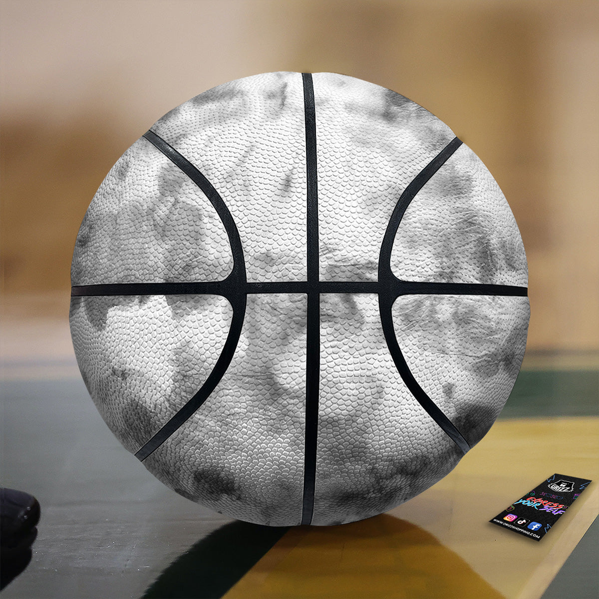 Marble Smoke Black White Print Basketball