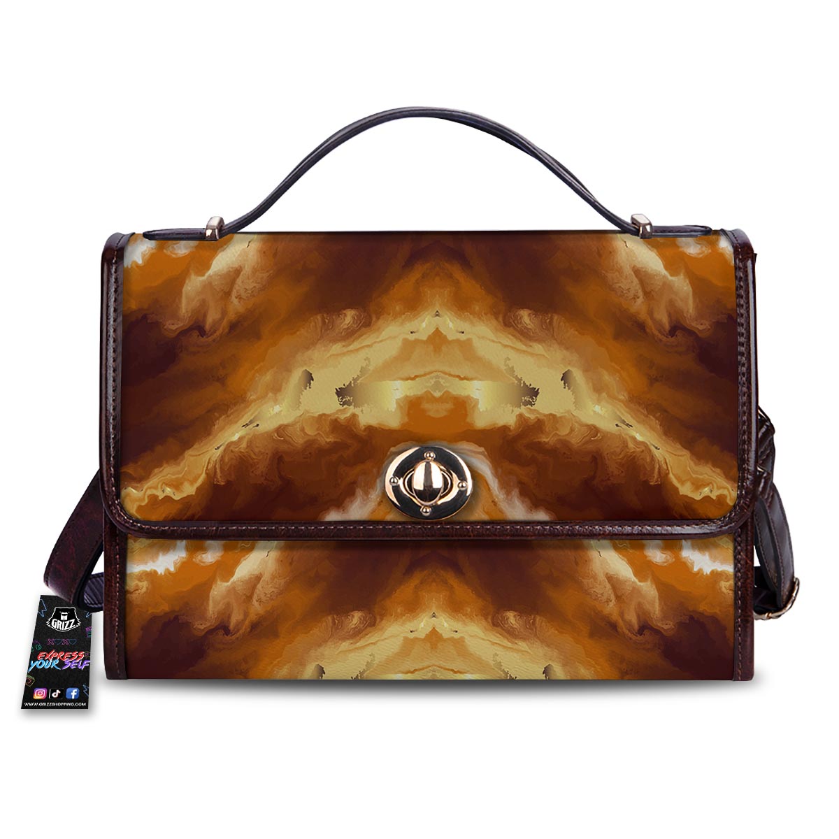 Marble Sugar Brown Print Pattern Women's Satchel Bag
