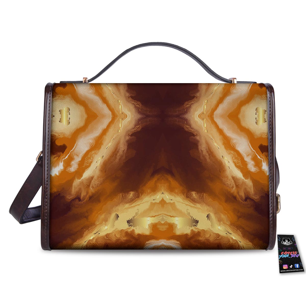 Marble Sugar Brown Print Pattern Women's Satchel Bag