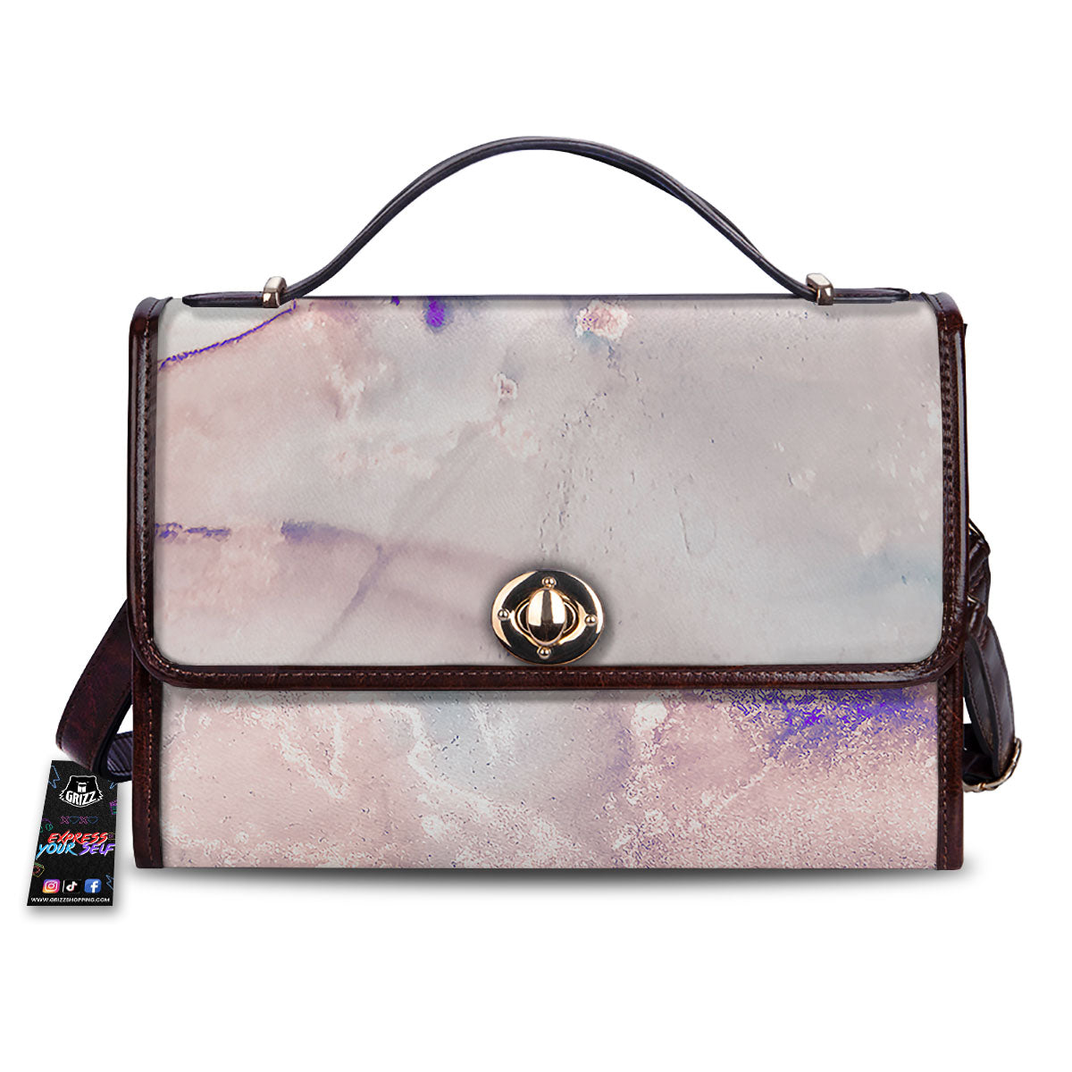 Marble White Ruby Print Women's Satchel Bag