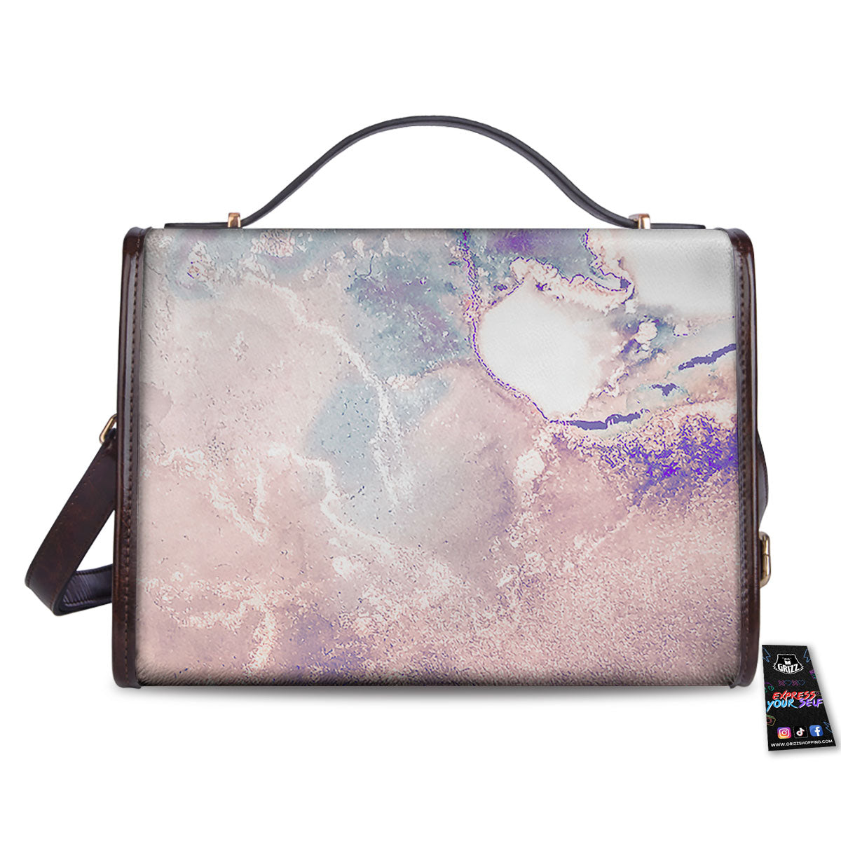 Marble White Ruby Print Women's Satchel Bag