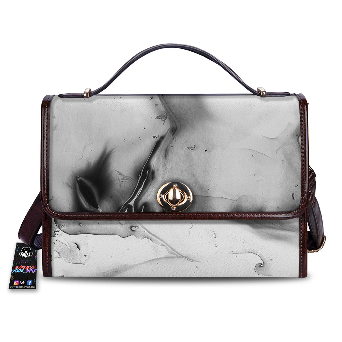 Marble White Smoke Print Women's Satchel Bag