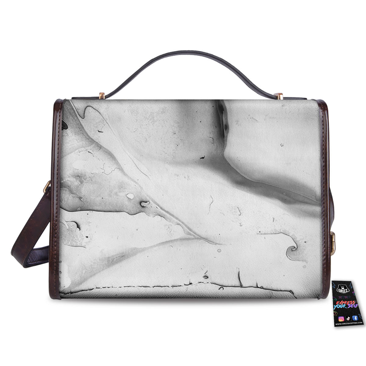 Marble White Smoke Print Women's Satchel Bag