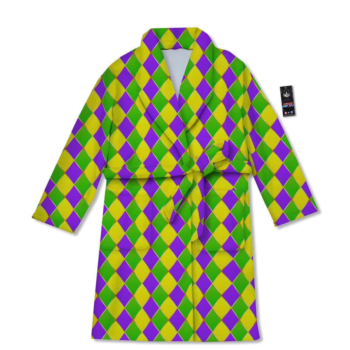 Mardi Gras Purple Green And Yellow Print Pattern Bathrobe-grizzshop