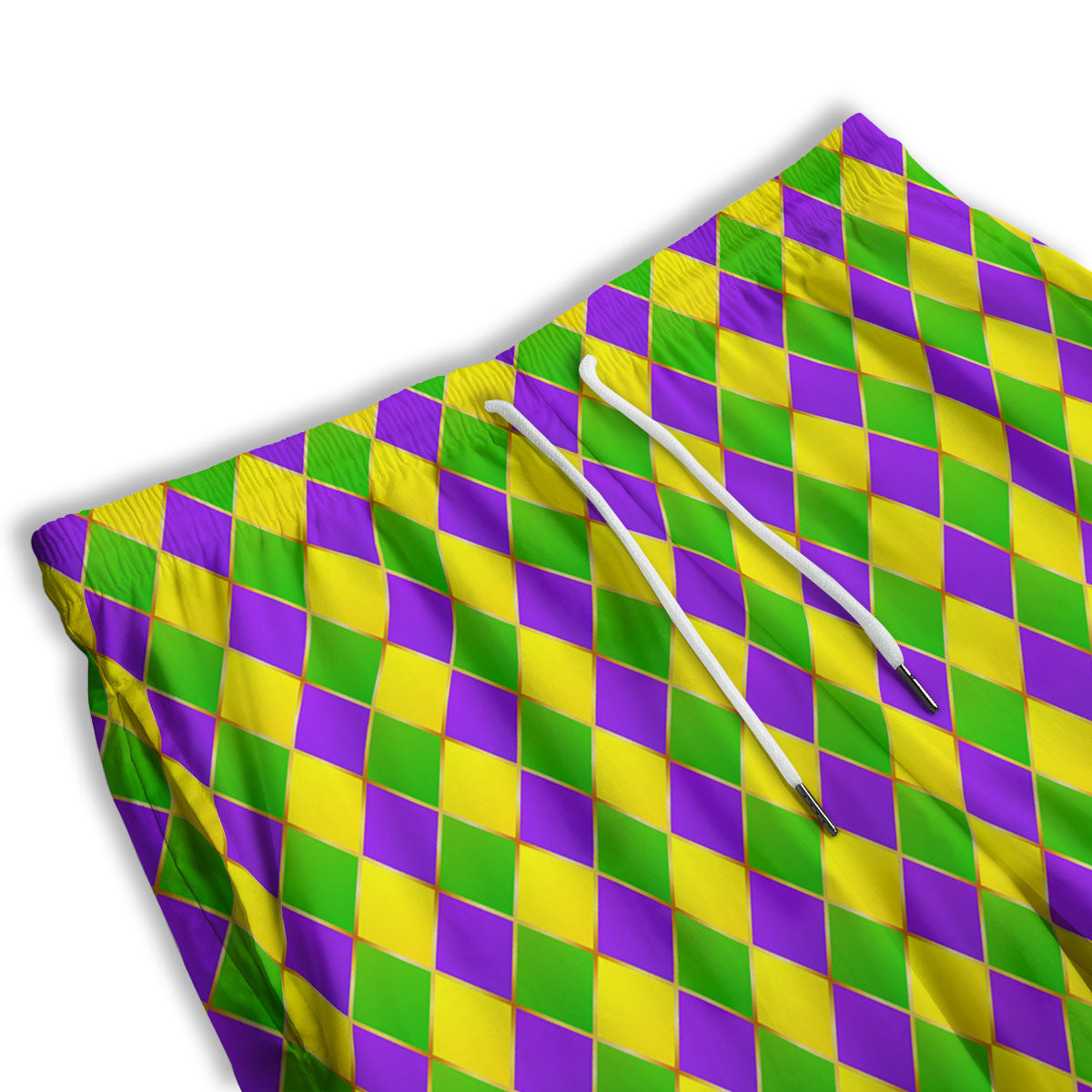 Mardi Gras Purple Green And Yellow Print Pattern Men's Athletic Shorts