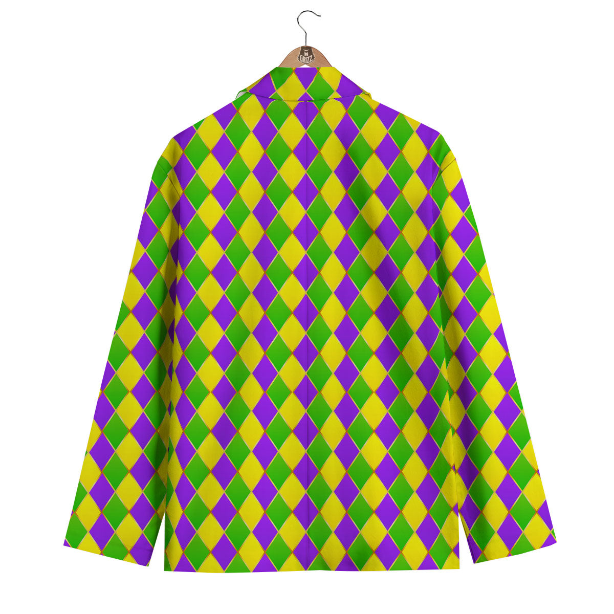 Mardi Gras Purple Green And Yellow Print Pattern Men's Blazer-grizzshop