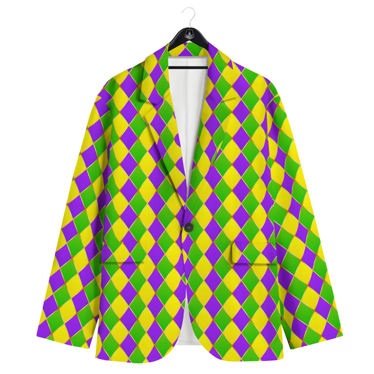 Mardi Gras Purple Green And Yellow Print Pattern Men's Sport Coat-grizzshop